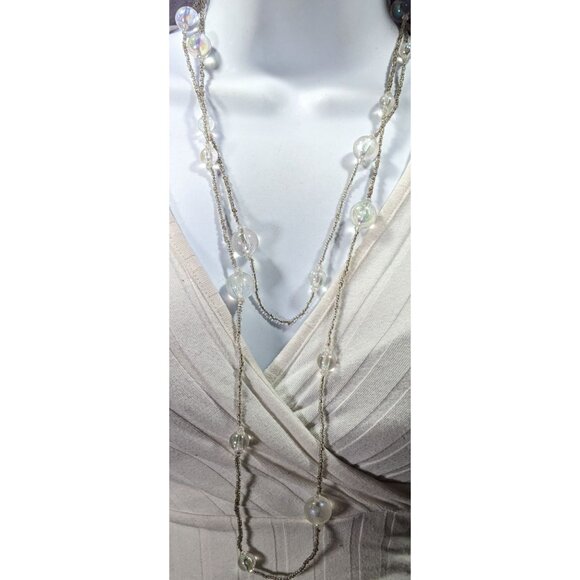 Clear Beaded Aurora Borealis Shimmer Necklace - Picture 5 of 6